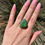Thumbnail: Gem Grade Royston Turq Heavy Gauge Triangle Ring Handmade by Navajo Harry Begay