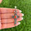 Thumbnail: Natural Red Coral Bead & Twistwire Cross Pendant Handmade Navajo Geneva Apachito
