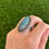 Miniature : Rare Kingman Spiderweb Turquoise Oval Shot Ring Handmade by Navajo Happy Piasso