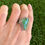 Thumbnail: Gem Grade Royston Turq Heavy Gauge Triangle Ring Handmade by Navajo Harry Begay