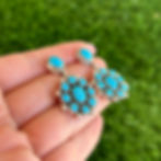 Thumbnail: Sleeping Beauty Turq Round Flower Stud Earrings Handmade by Navajo Linda Yazzie