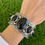 Miniature : M/LG Black Onyx 5-Stone Scalloped-Edge Cuff Handmade by Navajo Happy Piasso