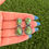 Thumbnail: Sonoran Gold Turq Double Stud Beadwire Earrings Handmade Navajo Betty Tom