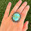 Miniature : Sonoran Gold Turq Stamped Adjustable Sterling Ring Handmade Navajo Happy Piasso
