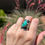 Thumbnail: Old Kingman Turq Stamped Cigar Band Tapered Ring 2Handmade Navajo Derrick Gordon