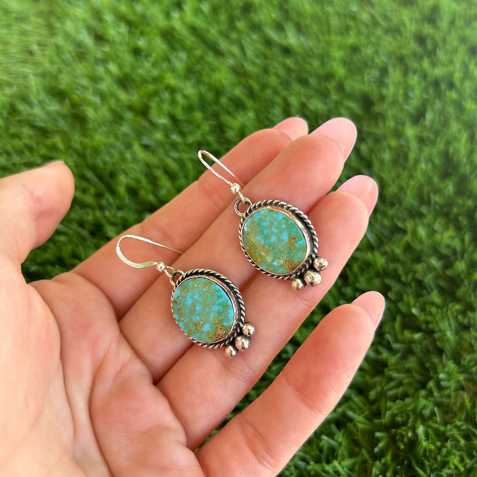 Thumbnail: High Grade Kingman Birdseye Dangle Earrings 1 Handmade by Navajo Linda Yazzie