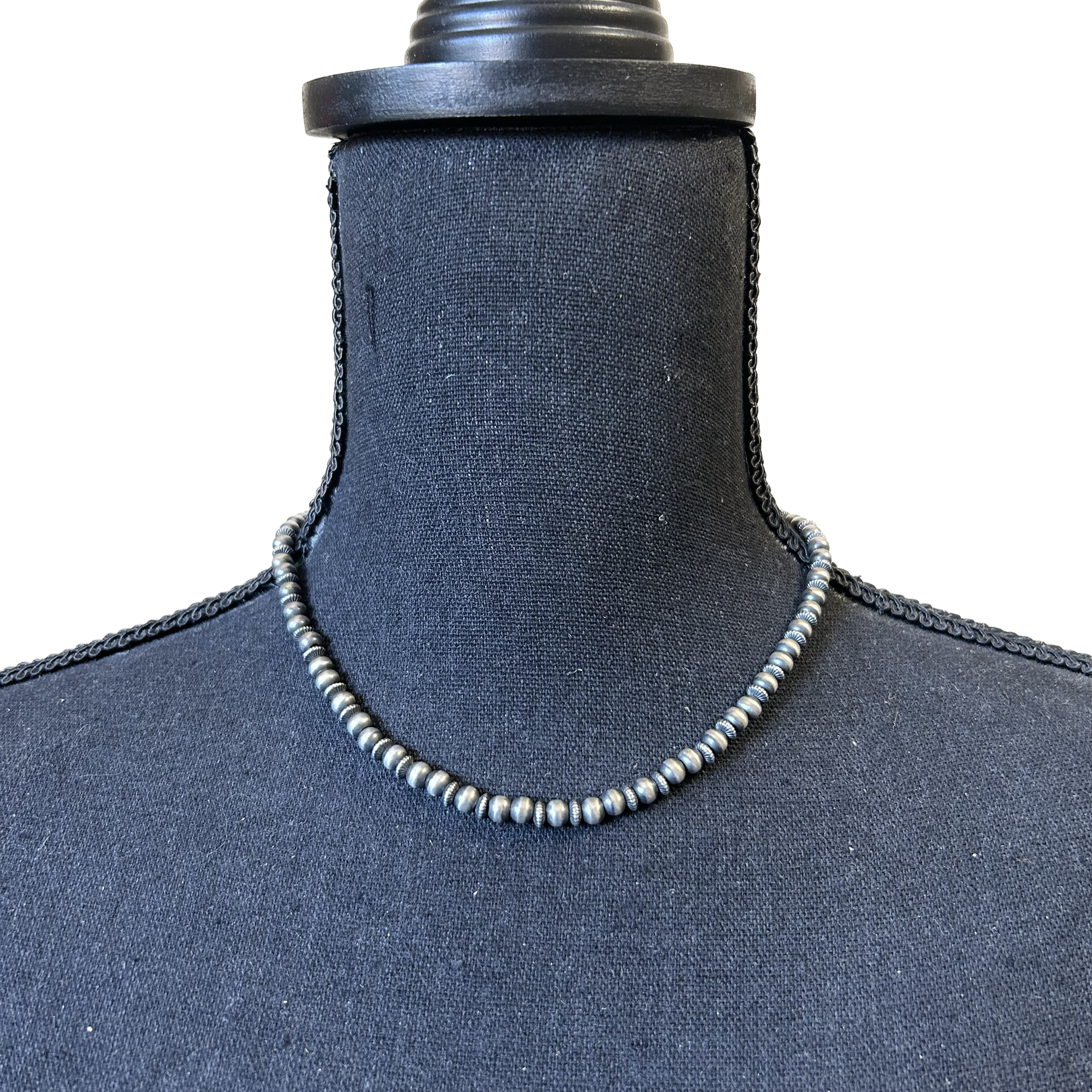 16" 5mm Sterling Silver Modern Navajo Pearl Necklace 1030 Navajo Hand-finished