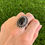 Thumbnail: MD Black Onyx Oval Star Stud Sterling SilverRing Handmade by Navajo Happy Piasso