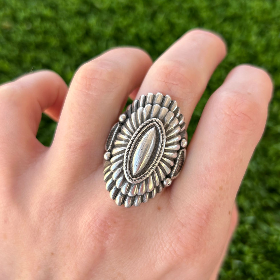 Multiple Sizes Sterling Silver Elaborate Ingot Ring Handmade Navajo Harry Begay