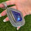 Thumbnail: High Grade Oversized Lapis Lazuli Repoussé Pendant Handmade Navajo Tsosie White