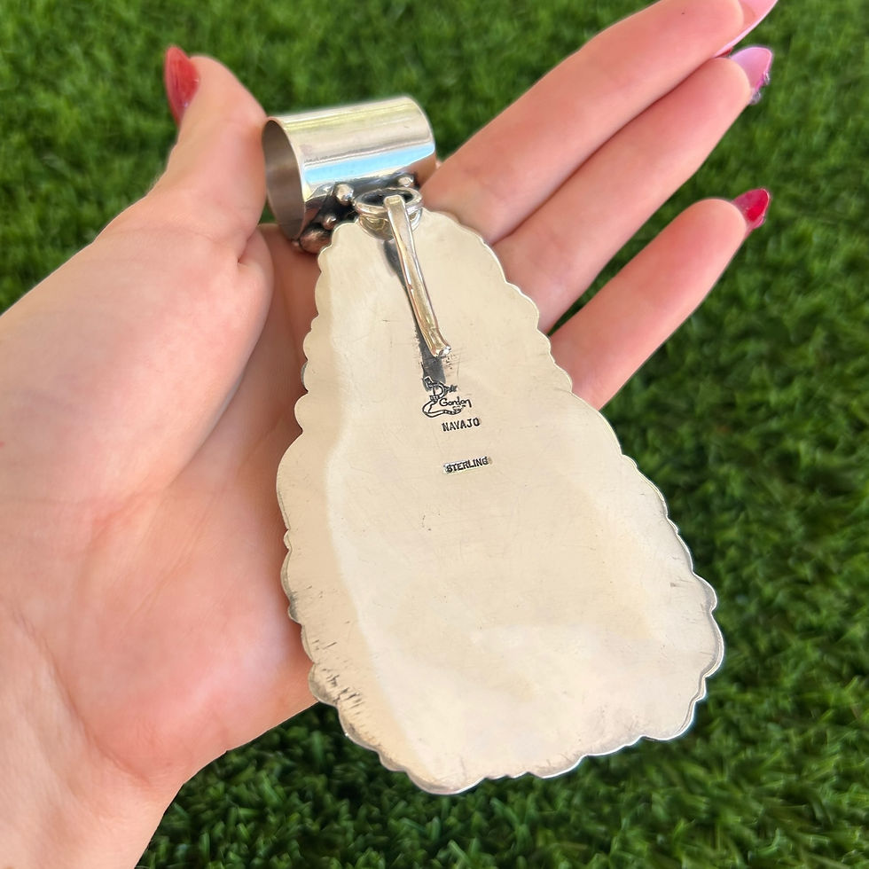 Miniature : RARE Morenci Museum Grade 3D Repoussé Pendant 2 Handmade Navajo Delbert Gordon