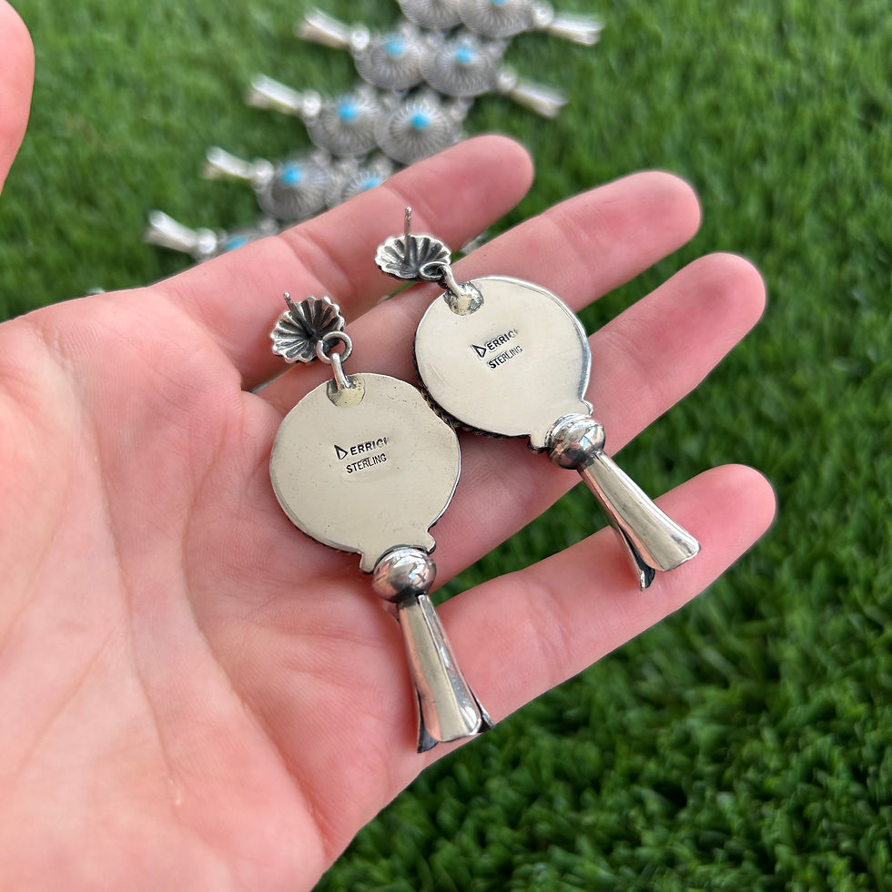 Miniature : SET - Sleeping Beauty Turq Squash Blossom Set Handmade by Navajo Derrick Gordon