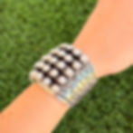 Thumbnail: 55-Stone Freshwater Pearl Grid Sterling Silver Cuff Handmade Navajo Happy Piasso