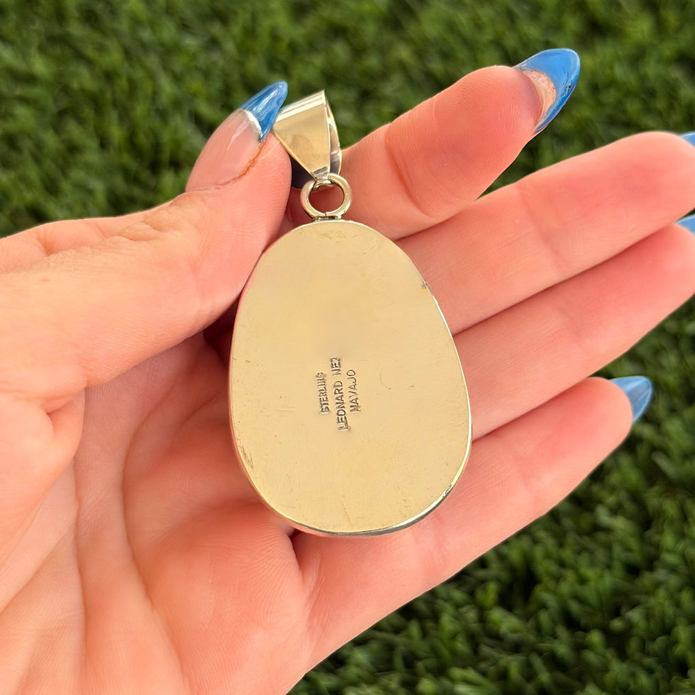 Thumbnail: High Grade Royston Turquoise Pendant Handmade by Navajo Leonard Nez