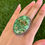 Thumbnail: Gem Grade Emerald Sonoran Gold Turq Oversized Ring Handmade Navajo Albert Jake