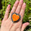 Thumbnail: Orange Spiny Oyster Shell Heart Shot Ring Handmade by Navajo Happy Piasso