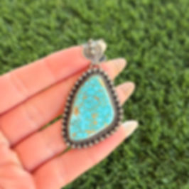 High Grade Number 8 Turquoise Shot Pendant Handmade by Navajo Happy Piasso