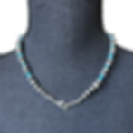 Thumbnail: 18" 8mm Blue Turquoise Navajo Pearl Sterling SIlver Necklace Navajo Handfinished