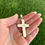Miniature : Orange Spiny Bead & Twistwire Cross Pendant Handmade by Navajo Geneva Apachito