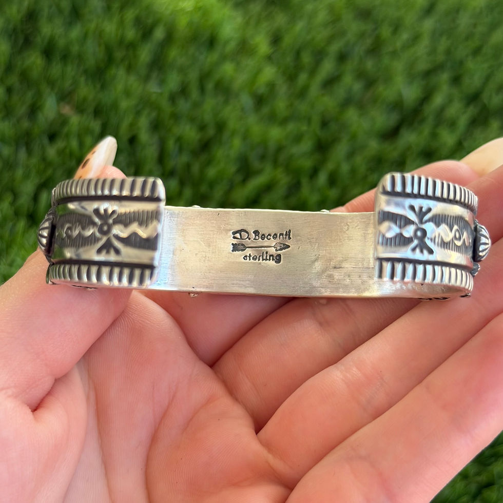 Thumbnail: RARE Darryl Becenti Royston Turquoise 3D Sterling Applique Cuff Navajo Handmade