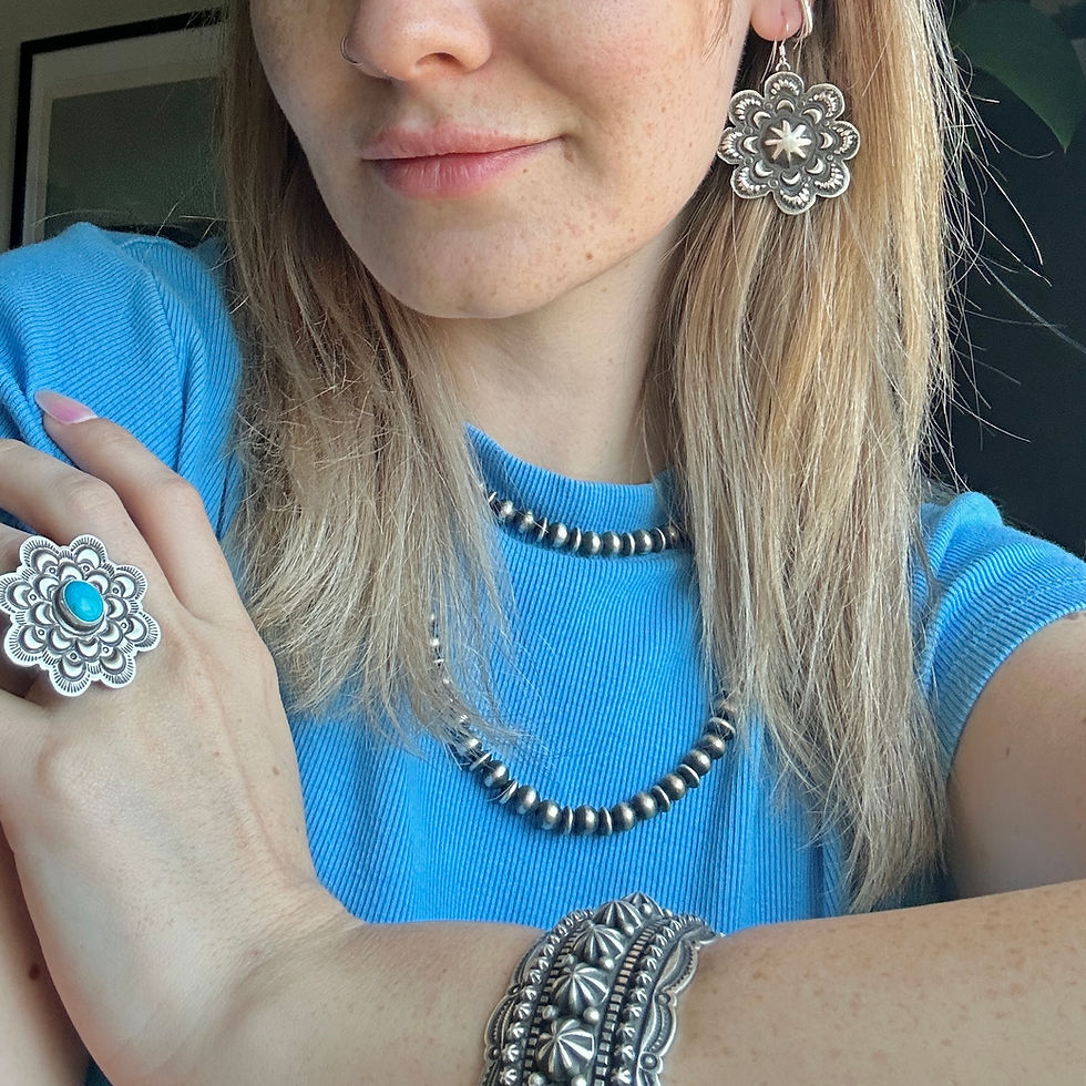 Thumbnail: Sterling Silver Flower-Burst Earrings Handmade by Navajo Dakota Willie