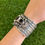 Miniature : RARE Darryl Becenti Black Onyx Star Stud Sterling Silver Cuff Navajo Handmade