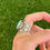 Thumbnail: Old Kingman Turq Stamped Cigar Band Tapered Ring 2Handmade Navajo Derrick Gordon