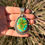 Miniature : Gem Grade Sonoran Gold Turq Oval Fan Pendant Handmade by Navajo Albert Jake