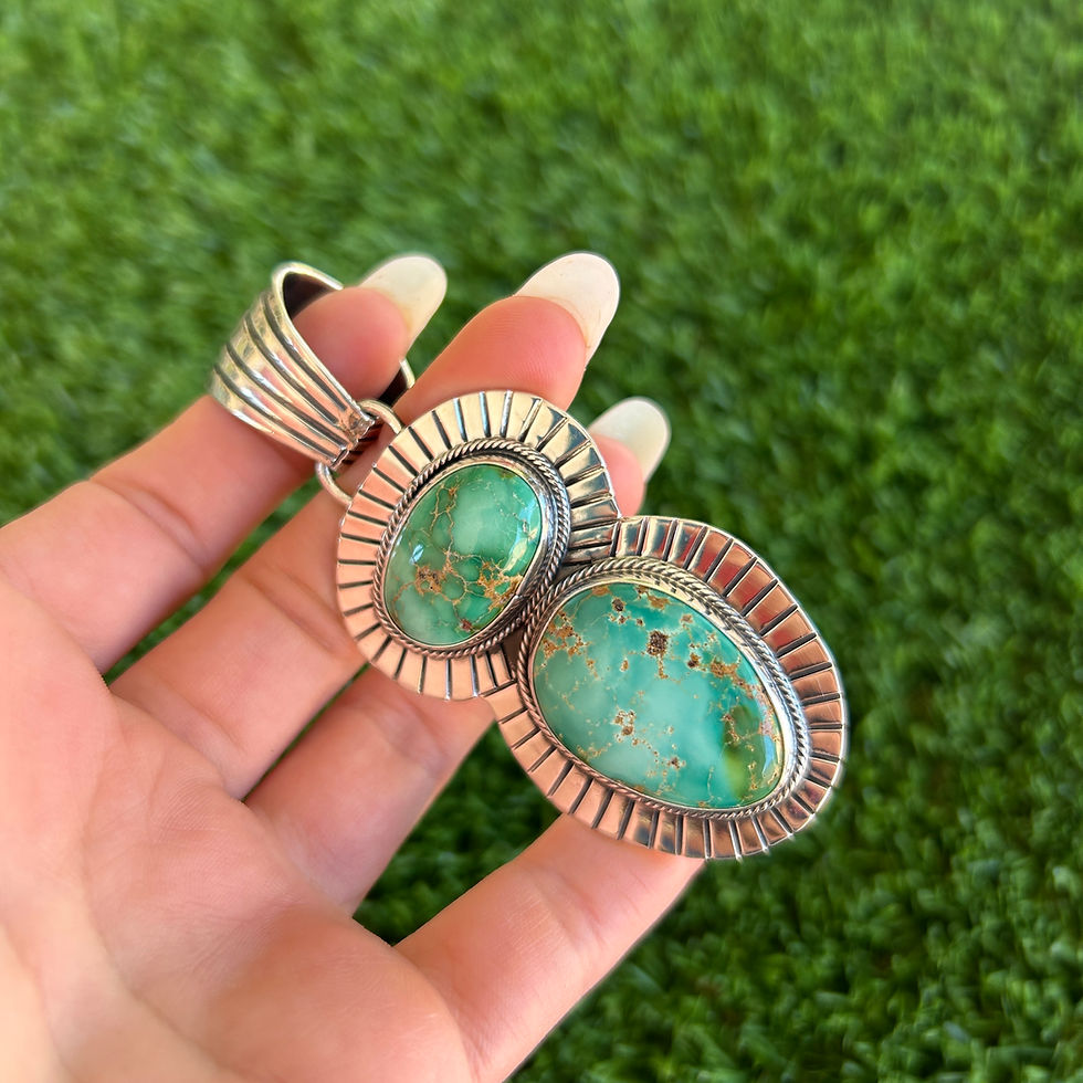 Miniature : Vibrant Sonoran Mountain Turq Cold Chisel Pendant Handmade by Navajo Bob Becenti