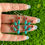 Thumbnail: SM Prickly Pear Cactus Earrings DEF Kingman Turq & Coral Handmade Navajo Linda Y