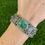 Thumbnail: Gem Grade Royston Turq Stamped Scalloped Cuff Handmade Navajo Happy Piasso
