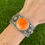Thumbnail: Orange Spiny Oyster Sterling Star Stud Cuff Handmade by Navajo Happy Piasso