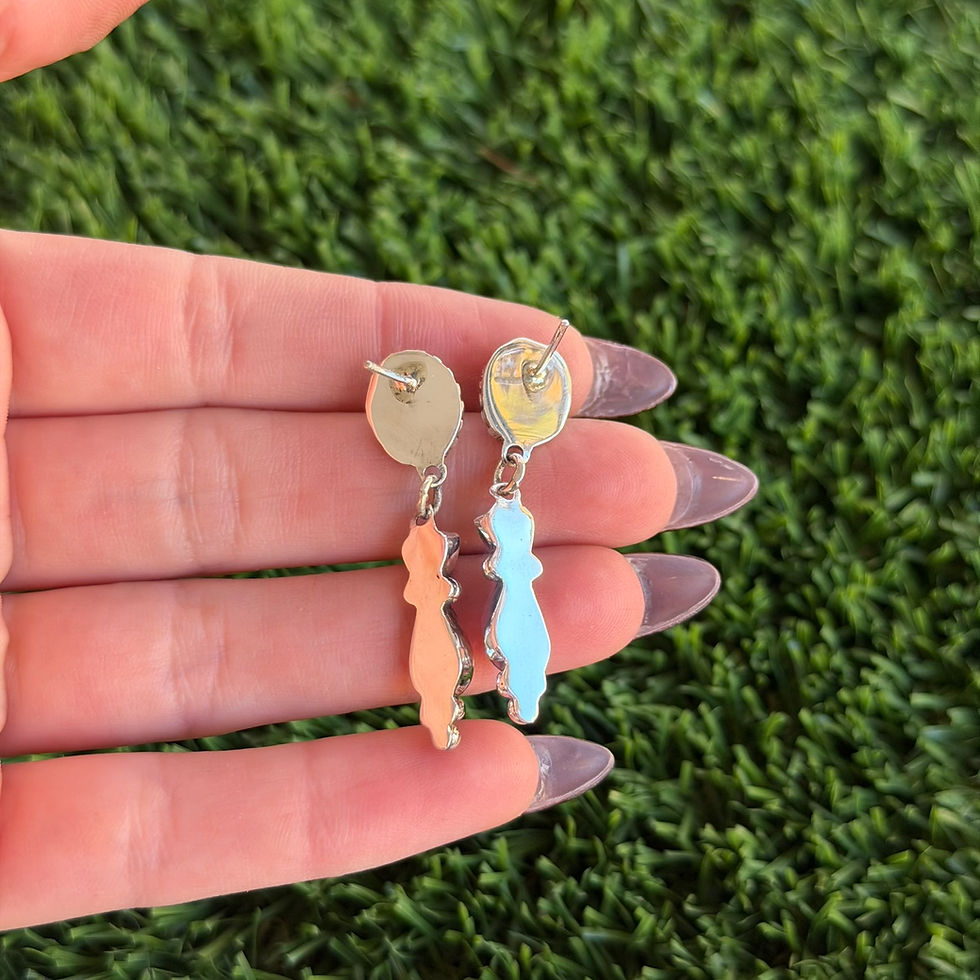 Thumbnail: Freshwater Pearl and Garnet Stud Dangle Earrings Navajo Handmade (Artist Unknown