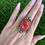 Thumbnail: Natural Red Spiny Oyster Shell Heavy Gauge Ring Handmade by Navajo Albert Jake