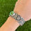 Thumbnail: S Royston Turq Fan Conch Accent Sterling Cuff Handmade by Navajo Tsosie White