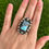 Thumbnail: Rectangle Golden Hills Turq Matrixy Victorian Ring Handmade Navajo Albert Jake
