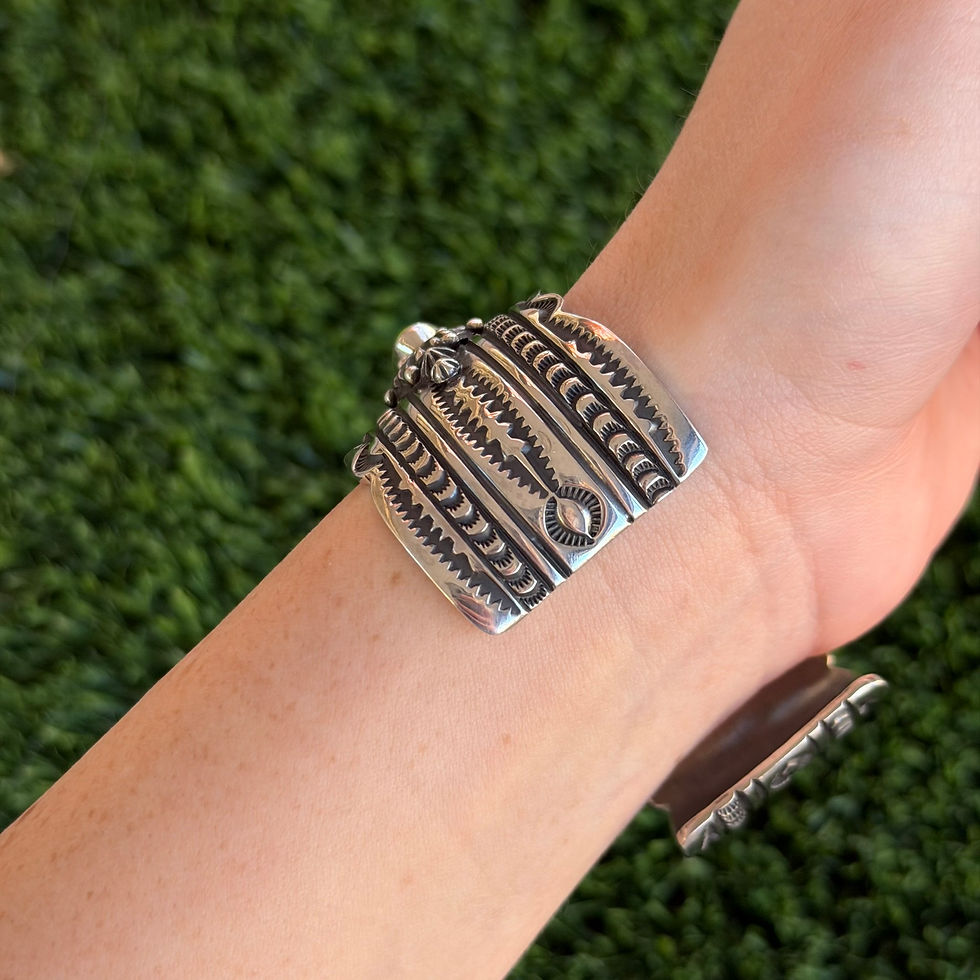 Thumbnail: Multi-Stone Orange, Lapis, Mojave Turq 5-Stone Cuff Handmade Navajo Happy Piasso