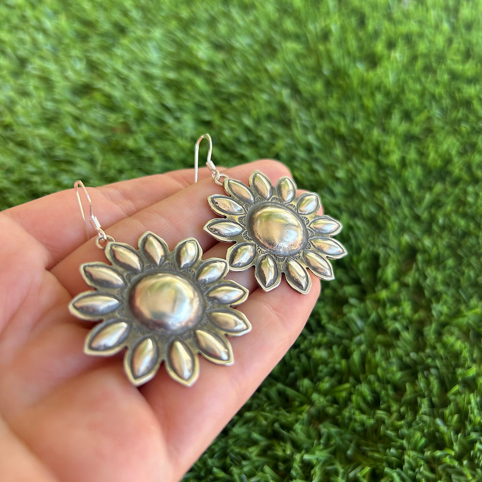 Thumbnail: Sterling Silver Sunflower Cut-out Earrings Handmade by Navajo Dakota Willie