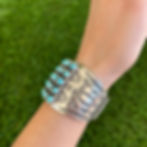 Thumbnail: 55-Stone Sleeping Beauty Grid Sterling Silver Cuff Handmade Navajo Happy Piasso