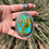 Miniature : Oversized Sonoran Gold Turq Cold Chisel Pendant Handmade by Navajo Albert Jake
