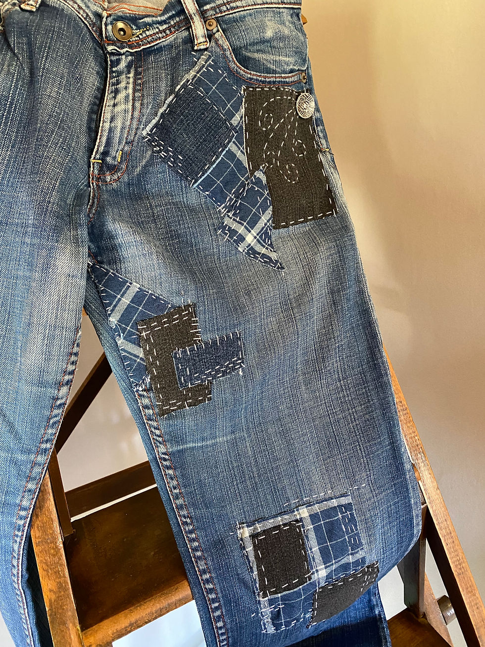 jean customisé façon "boro"