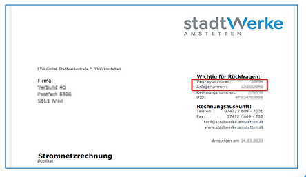 Stadtwerke Amstetten Zählpunktnummer