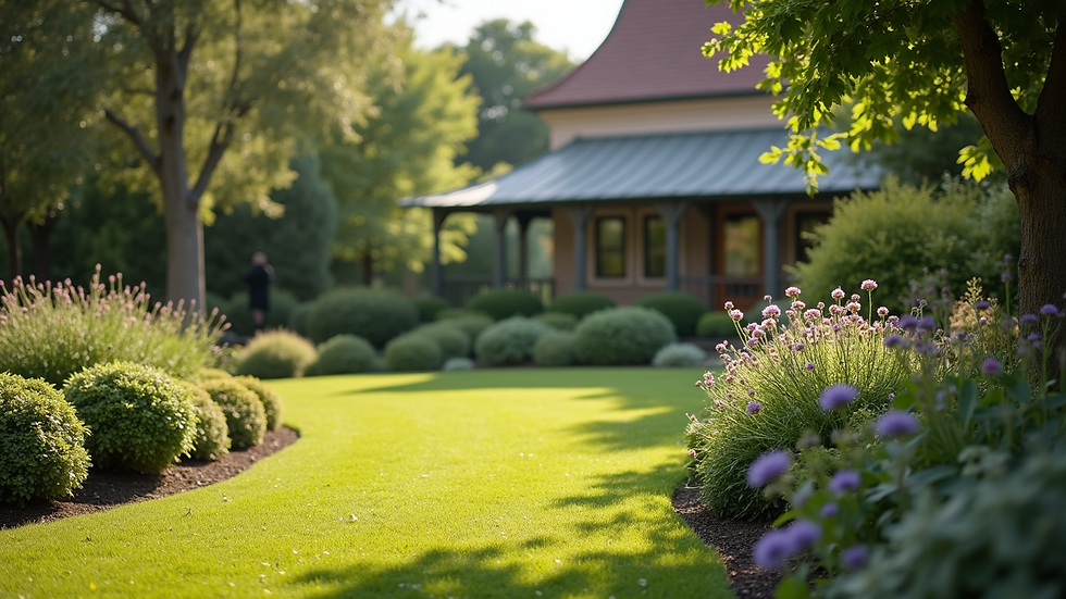 High angle view of a peaceful garden setting