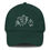 Thumbnail: Dark green baseball cap with Furryornot's cute cat and bird in white embroidery