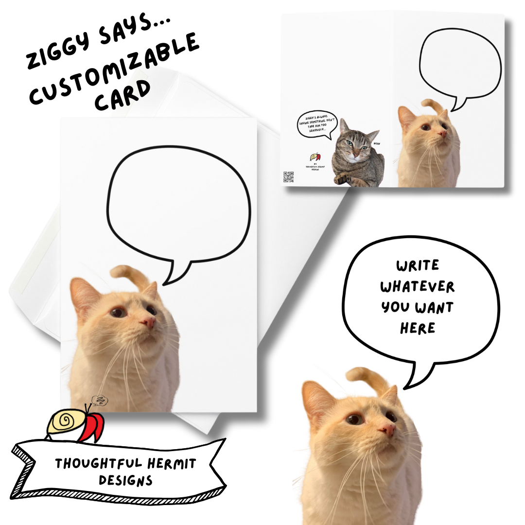 Cat Lover Customizable Greeting card for cat person card blank inside