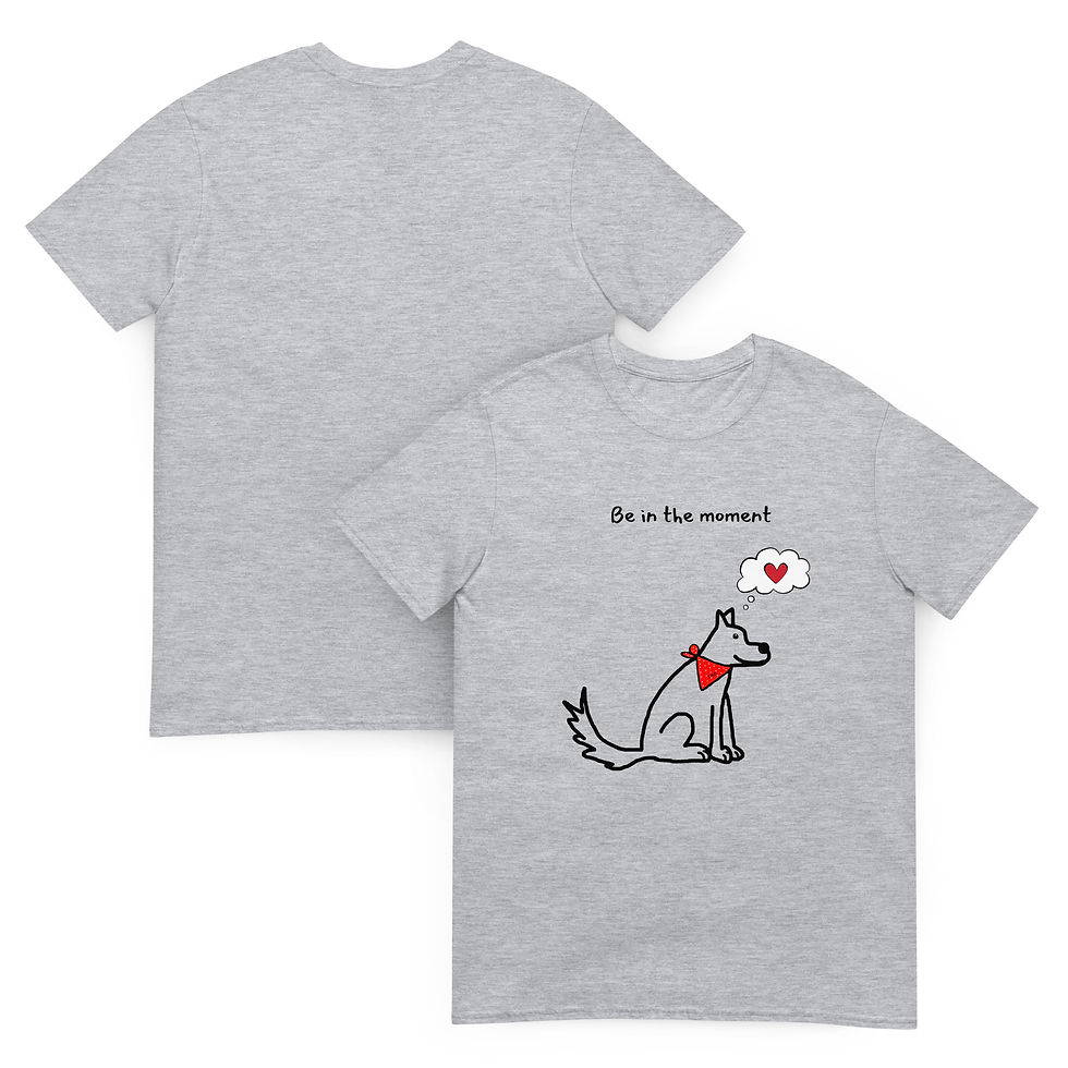Thumbnail: Short-Sleeve Unisex T-Shirt white and grey Dog heart with Be in the moment