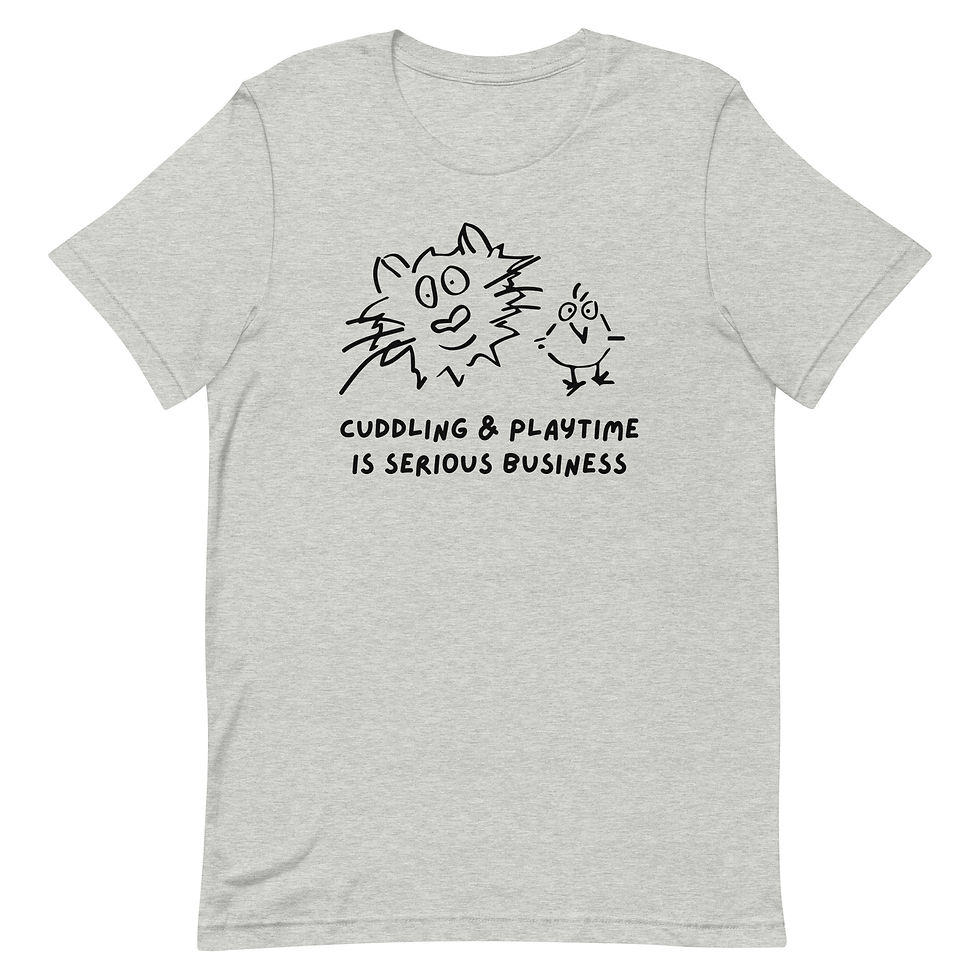 Thumbnail: Unisex t-shirt with Cuddling and playtime is serious business