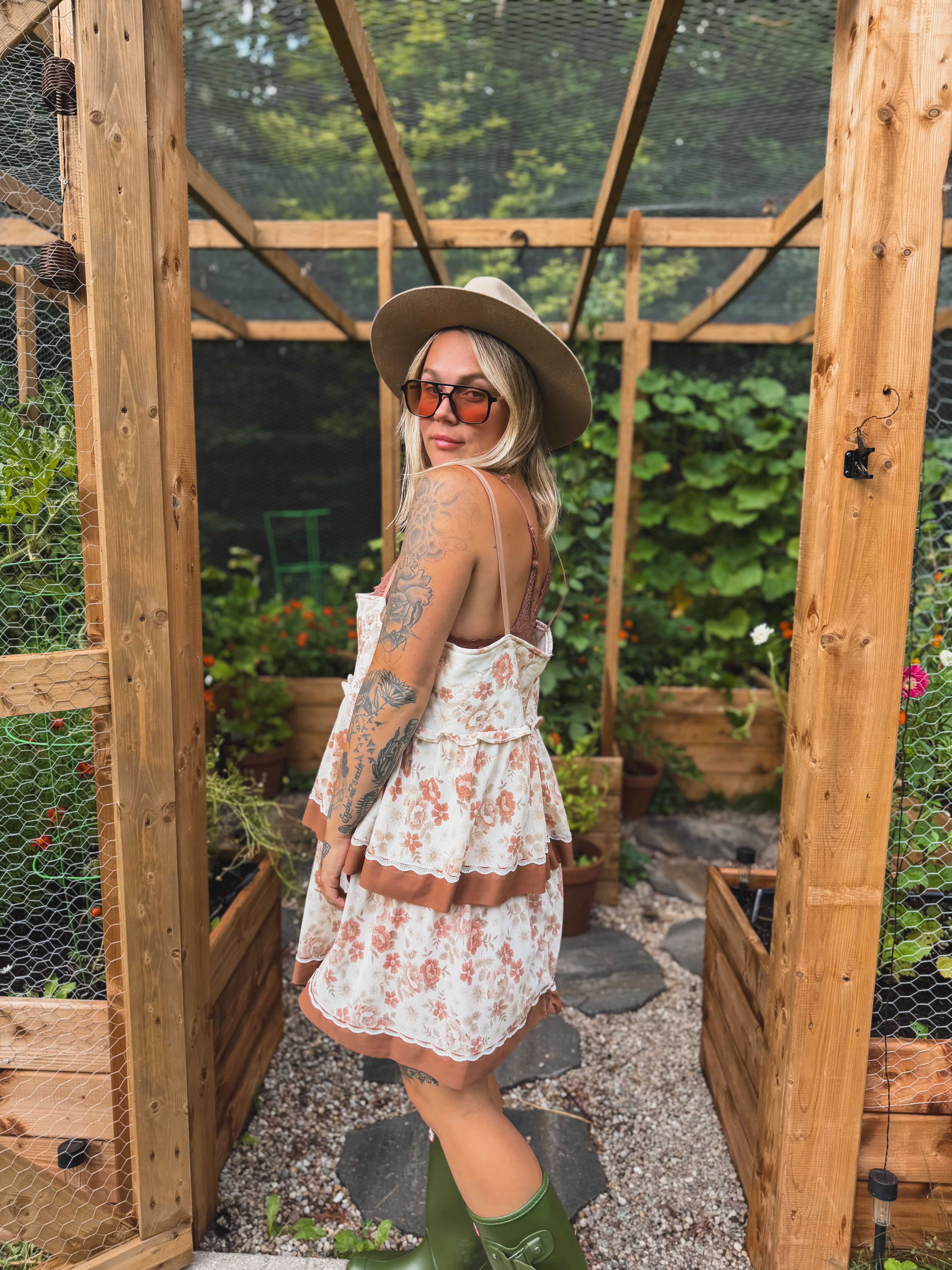 garden pinafore dress