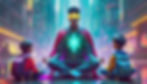 Firefly hero with cape teaching meditation to young boys(students), 8k, HD, hyperrealistic