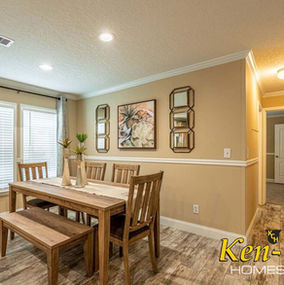 Dining room with table and chairs, Ken-Co Homes, neutral colors and decor